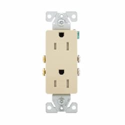 15A TR Decora Duplex Receptacle, 2P3W, #14-10 AWG, 125V, Ivory, 10PK