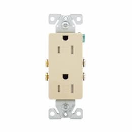 15A TR Decora Duplex Receptacle, 2P3W, #14-10 AWG, 125V, Ivory