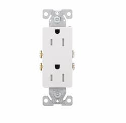 15 Amp Duplex Receptacle, Decora, Tamper Resistant, White