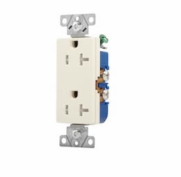 20 Amp Duplex Receptacle, Decora, Tamper Resistant, Almond