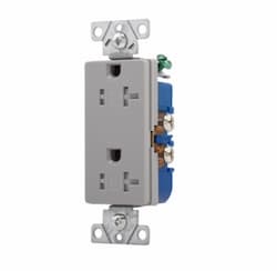 20 Amp Duplex Receptacle, Decora, Tamper Resistant, Gray