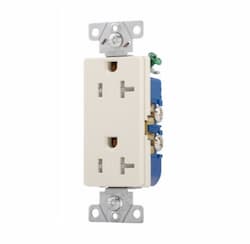 20 Amp Duplex Receptacle, Decora, Tamper Resistant, Light Almond