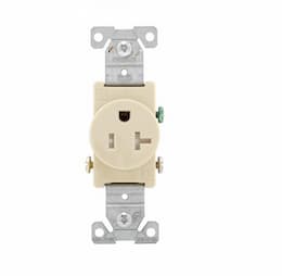 20 Amp Single Receptacle, NEMA 5-20R, Tamper Resistant, Ivory