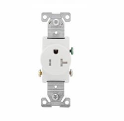 20 Amp Single Receptacle, NEMA 5-20R, Tamper Resistant, White