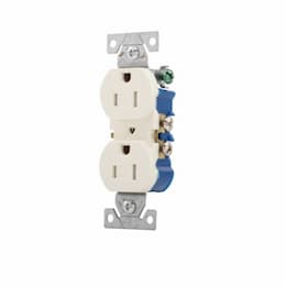 15 Amp Duplex Receptacle, Auto-Grounded, Tamper Resistant, Almond