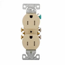 15 Amp Duplex Receptacle, Tamper Resistant, 2-Pole, #14-10 AWG, Ivory