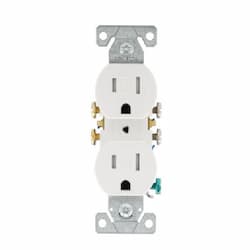 Eaton Wiring 15A TR Duplex Standard Receptacle, 2P3W, #14-10 AWG, 125V, White, 10PK