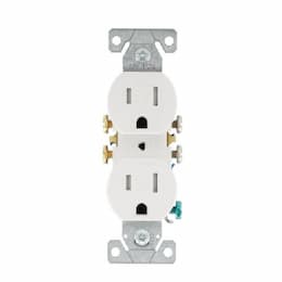 Eaton Wiring 15A TR Duplex Standard Receptacle, 2P3W, #14-10 AWG, 125V, White, 10PK