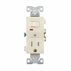 15A TR Switch/Duplex Combo Receptacle, 1-Pole, #14-12 AWG, 125V, LA