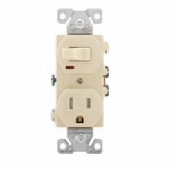 15 Amp Combination Switch, Tamper Resistant, Ivory