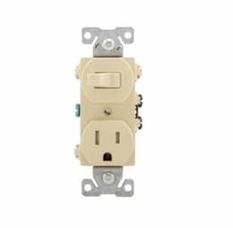 15 Amp Combination Switch, Tamper Resistant, 125V, Ivory