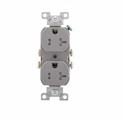 20 Amp Duplex Receptacle, Tamper Resistant, NEMA 5-20R, Gray