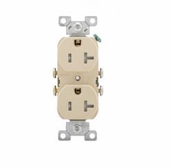 20 Amp Duplex Receptacle, Tamper Resistant, NEMA 5-20R, Ivory