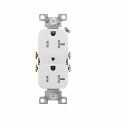 20 Amp Duplex Receptacle, Tamper Resistant, NEMA 5-20R, White