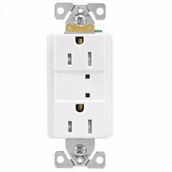 15A TR Surge Protection Duplex Receptacle, 2P3W, #14-10 AWG, 125V, WH