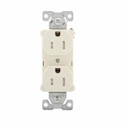 15 Amp Duplex Receptacle, Tamper Resistant, 2-Pole, Almond