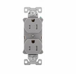 15 Amp Duplex Receptacle, Tamper Resistant, 2-Pole, Grey