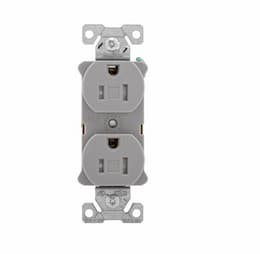 15 Amp Duplex Receptacle, Tamper Resistant, 2-Pole, Grey