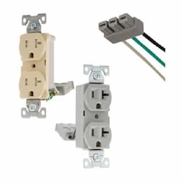 Eaton Wiring 15A TR Back & Side Wire Duplex Receptacle, 2-Pole, 3-Wire, 125V, LA