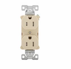 15 Amp Duplex Receptacle, Tamper Resistant, 2-Pole, Ivory