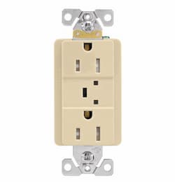 15A Duplex Receptacle w/ Surge Protection & Alarm, 125V, Ivory