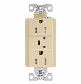 15A Duplex Receptacle w/ Surge Protection & Alarm, 125V, Ivory