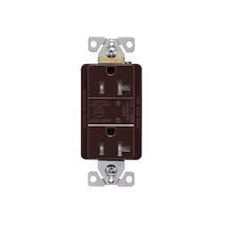 20 Amp Duplex Receptacle w/LED Indicators, Commercial Grade, Brown