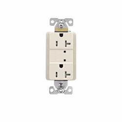 20 Amp Duplex Receptacle w/LED Indicators, Commercial Grade, Light Almond