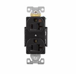 20 Amp Duplex Receptacle, Tamper Resistant, 125V, Black