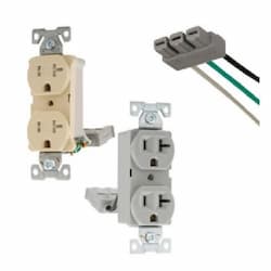 Eaton Wiring 20A TR Back & Side Wire Duplex Receptacle, 2-Pole, 3-Wire, 125V, Black