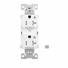 20 Amp Dual Controlled Duplex Receptacle, Tamper Resistant, Gray