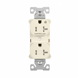 Eaton Wiring 20 Amp Dual Controlled Duplex Receptacle, Tamper Resistant, Light Almond