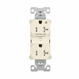 20 Amp Dual Controlled Duplex Receptacle, Tamper Resistant, Light Almond