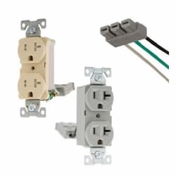 20A TR Dual Controlled Duplex Receptacle, 2-Pole, 3-Wire, 125V, LA