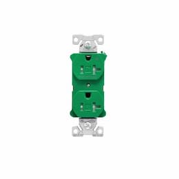 20 Amp Half Controlled Duplex Receptacle, Tamper Resistant, Green