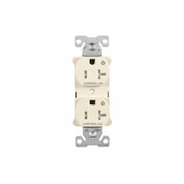 20 Amp Half Controlled Duplex Receptacle, Tamper Resistant, Light Almond