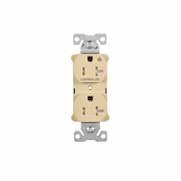 Arrow Hart 20 Amp Half Controlled Duplex Receptacle, Tamper Resistant, Ivory