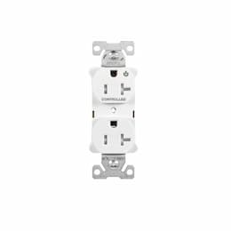 Arrow Hart 20 Amp Half Controlled Duplex Receptacle, Tamper Resistant, White