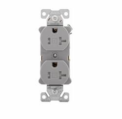 20 Amp Duplex Receptacle, Tamper Resistant, 125V, Gray