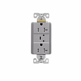 Arrow Hart 20 Amp Duplex Receptacle, Tamper Resistant, Construction Grade, Gray