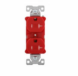 20 Amp Duplex Receptacle, Tamper Resistant, 125V, Red