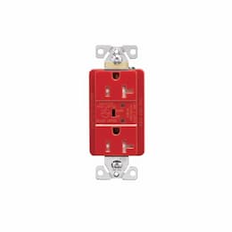 Arrow Hart 20 Amp Duplex Receptacle, Tamper Resistant, Construction Grade, Red