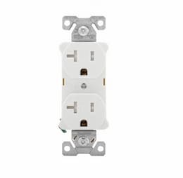 20 Amp Duplex Receptacle, Tamper Resistant, 125V, White