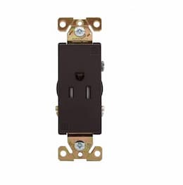 15 Amp Single Receptacle, Decora, 2-Pole, Brown