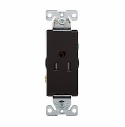 15 Amp Single Receptacle, Decora, 2-Pole, Black