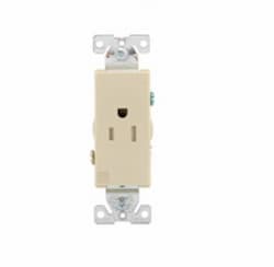 15 Amp Single Receptacle, Decora, 2-Pole, Ivory