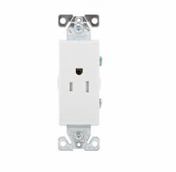 15 Amp Single Receptacle, Decora, 2-Pole, White