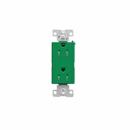 Arrow Hart 15 Amp Dual Controlled Decorator Receptacle, Tamper Resistant, Green