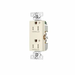 Arrow Hart 15 Amp Dual Controlled Decorator Receptacle, Tamper Resistant, Light Almond