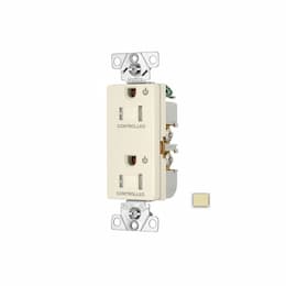 Arrow Hart 15 Amp Dual Controlled Decorator Receptacle, Tamper Resistant, Ivory